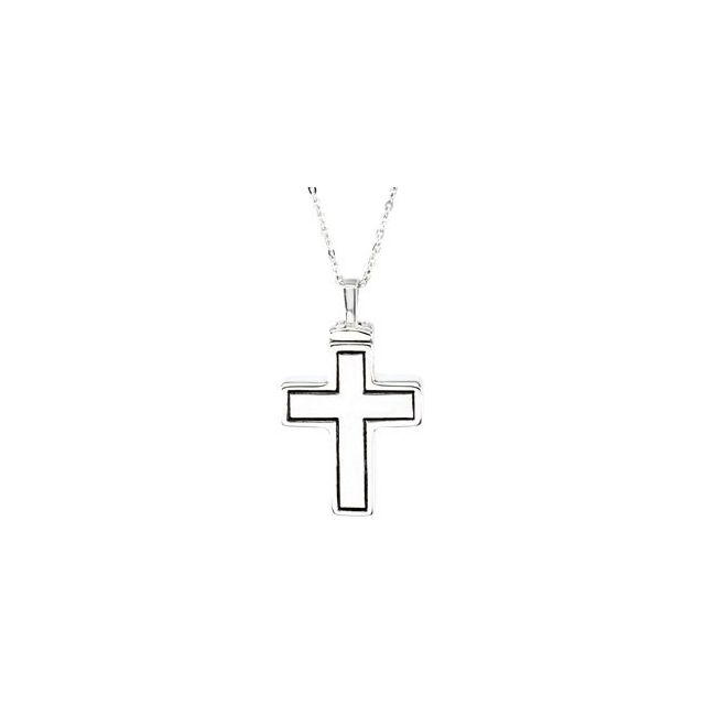 Sterling Silver 26x16.5 mm Cross Ash Holder 18" Necklace