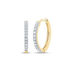 10k Yellow Gold Round Diamond Hoop Earrings 1/2 Cttw