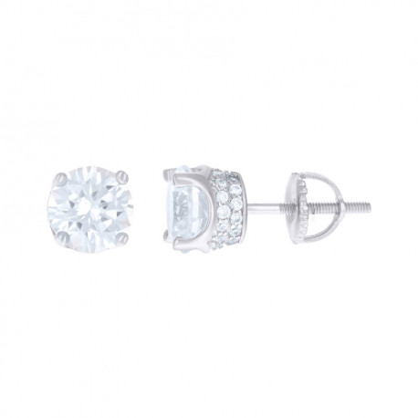 925 Sterling Silver 7MM Cubic Zirconia Round Stud Earrings