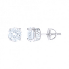 925 Sterling Silver 7MM Cubic Zirconia Round Stud Earrings