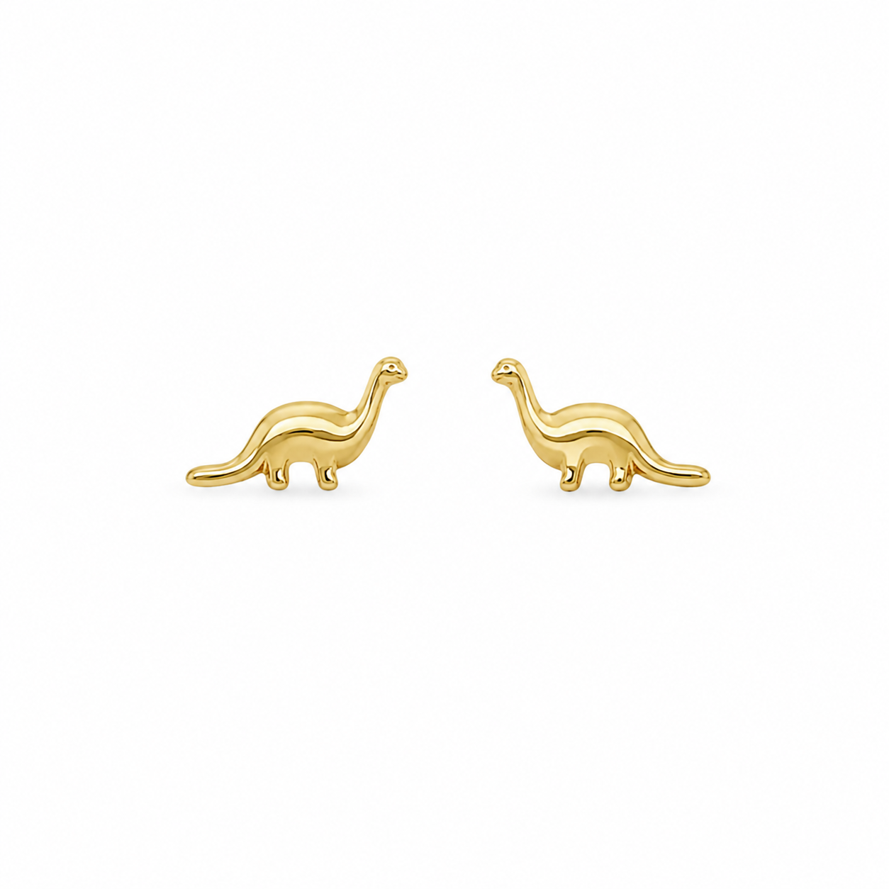 10KT GoldTiny Dinosaur Stud Earrings with Screwback Ball