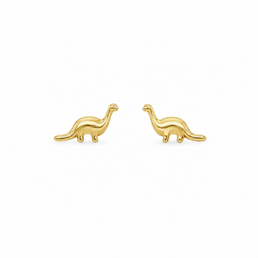 10KT GoldTiny Dinosaur Stud Earrings with Screwback Ball