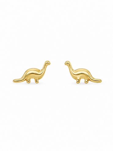 10KT GoldTiny Dinosaur Stud Earrings with Screwback Ball