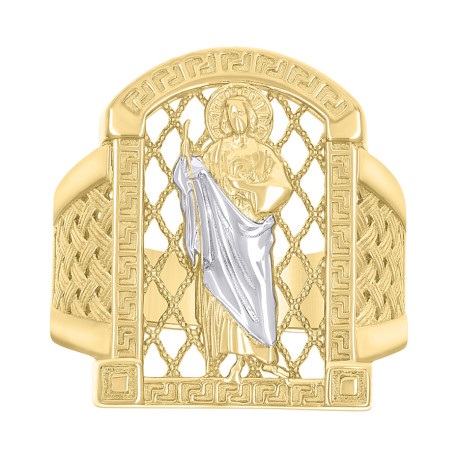 10kt Two-tone Gold Mens St. Jude San Judas Religious Ring