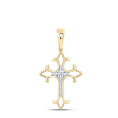 1/12CTW-NAT DIA NK FASHION CROSS PENDANT
