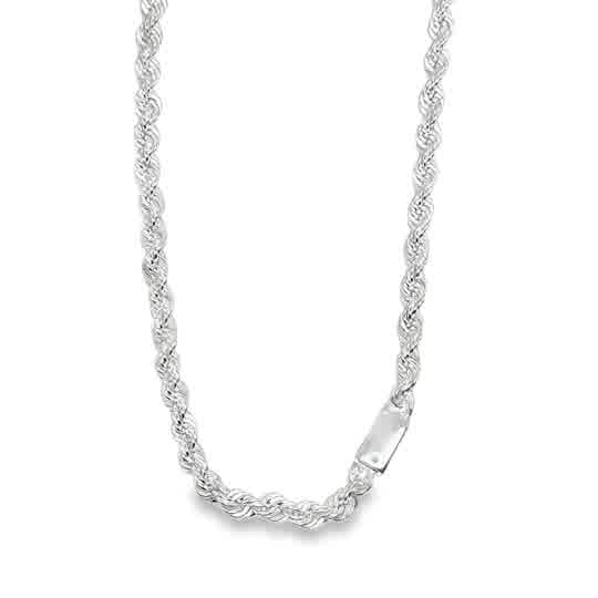 Sterling Silver 3mm Rope Chain 27in Box Lock