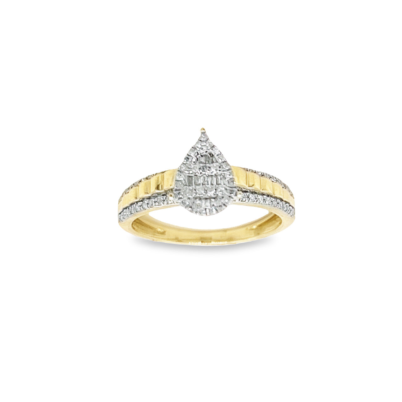 10KT Yellow Gold Tear Drop Engagement Ring