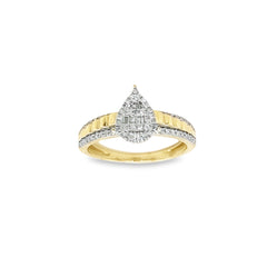10KT Yellow Gold Tear Drop Engagement Ring