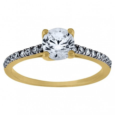 10kt Gold Womens Round Cubic Zirconia Engagement Ring
