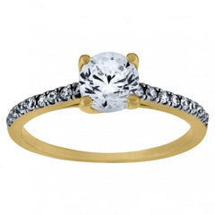 10kt Gold Womens Round Cubic Zirconia Engagement Ring