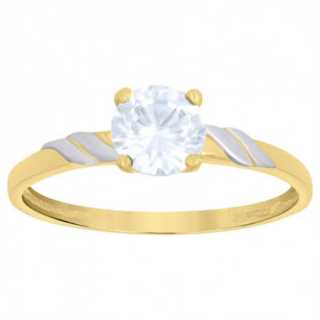 10kt Two-tone Gold Womens Cubic-Zirconia Engagement Ring