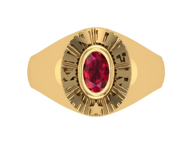 10KT Yellow Gold Kinder Spirit Plain Graduation Ring Red Stone Size 3