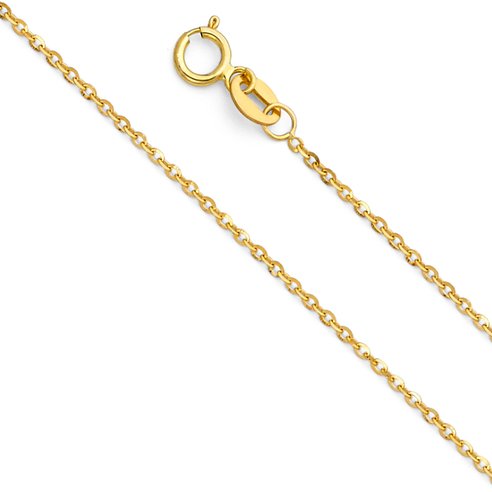 10KT Yellow Gold 1.2mm Solid Cable Chain 18 inches