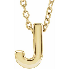10KT Yellow Gold Initial J Necklace 17+1 Inches