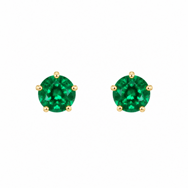 10KT Gold 3MM Emerald CZ May Birthstone Stud Earrings with Screback Ba