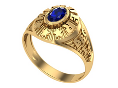 10KT Yellow Gold Kinder Spirit Graduation Ring Blue Stone Size 5