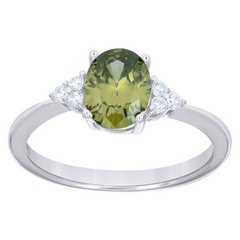 925 Sterling Silver Womens Green White Oval Round Cubic-Zirconia Oval