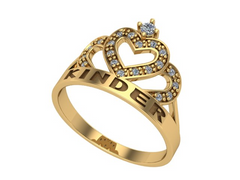 10KT Yellow Gold Kinder Crown Ring CZ Stones Size 5