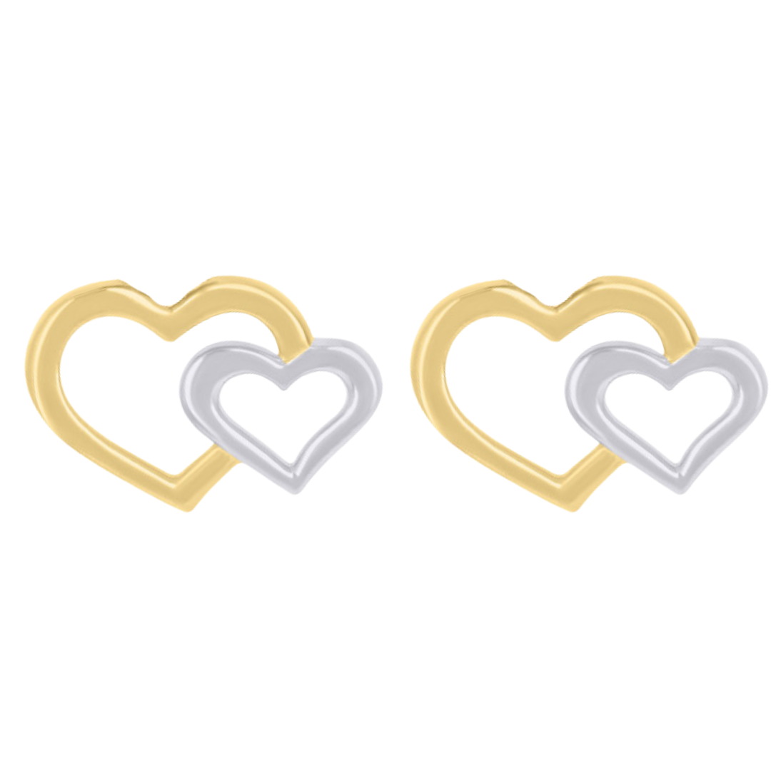 10kt Two-tone Gold Double Heart Earrings