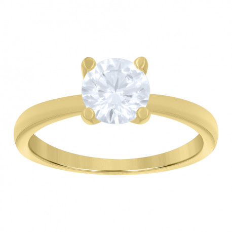 10kt Yellow Gold Womens Cubic-Zirconia Engagement Ring