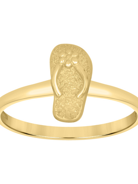 10kt Yellow Gold Womens Beach Flip Flop Sandal Fashion Ring