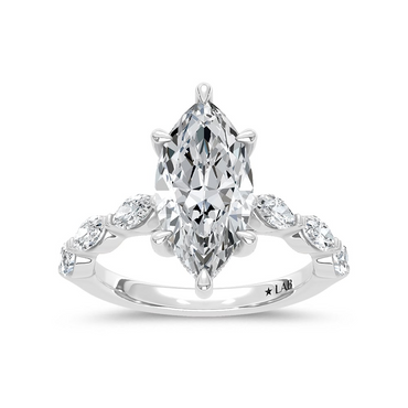 14K White Gold Lab Grown Diamond 4 CTTW Marquise Shape Engagement Ring