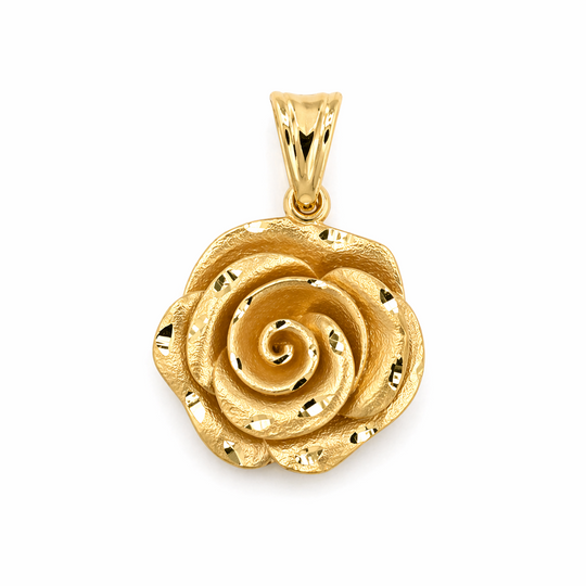 10KT Gold Flower Rose Pendant