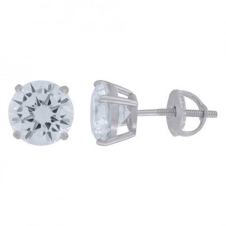 925 Sterling Silver Cubic Zirconia 8mm Round Stud Earrings