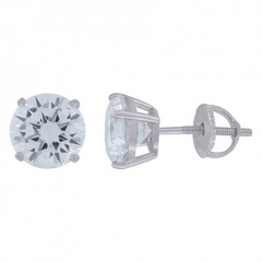 925 Sterling Silver Cubic Zirconia 8mm Round Stud Earrings