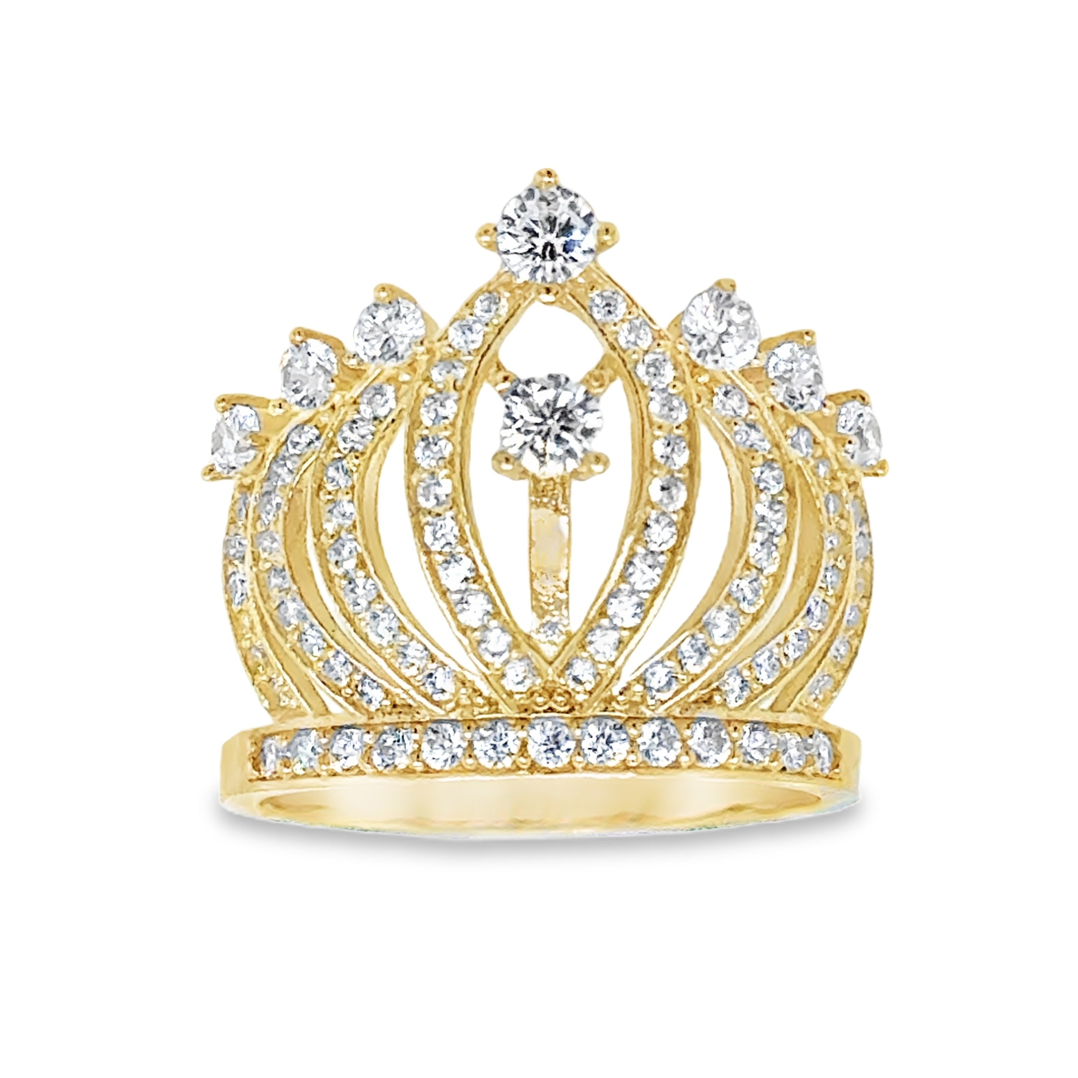 10KT Gold CZ Crown Ring