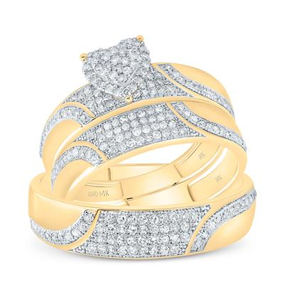 14KT 0.50CT DIAMOND WEDDING TRIO SET HEART SHAPE