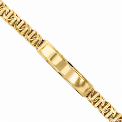 10KT Gold 9MM Chino Bar Monaco Bracelet with Greek Bars, Plain Border