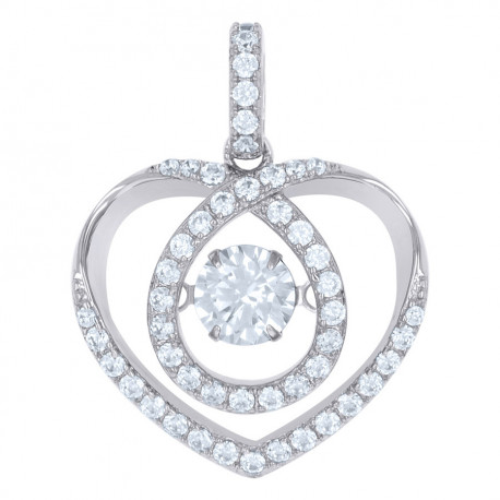 925 Sterling Silver Womens Cubic-Zirconia Heart Charm Pendant