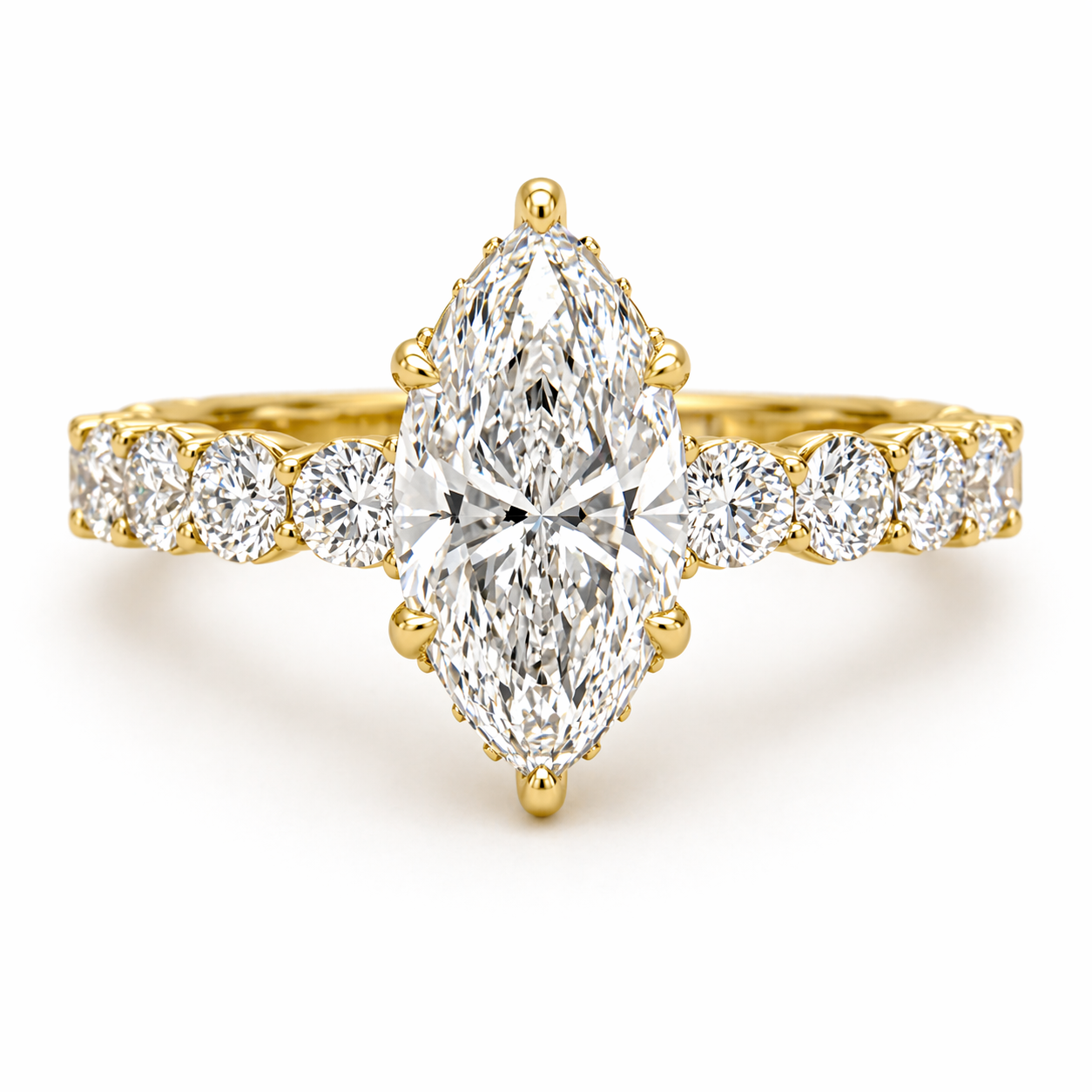 5.64CTTW Certified Lab-Created Marquise Diamond Hidden Halo Engagement