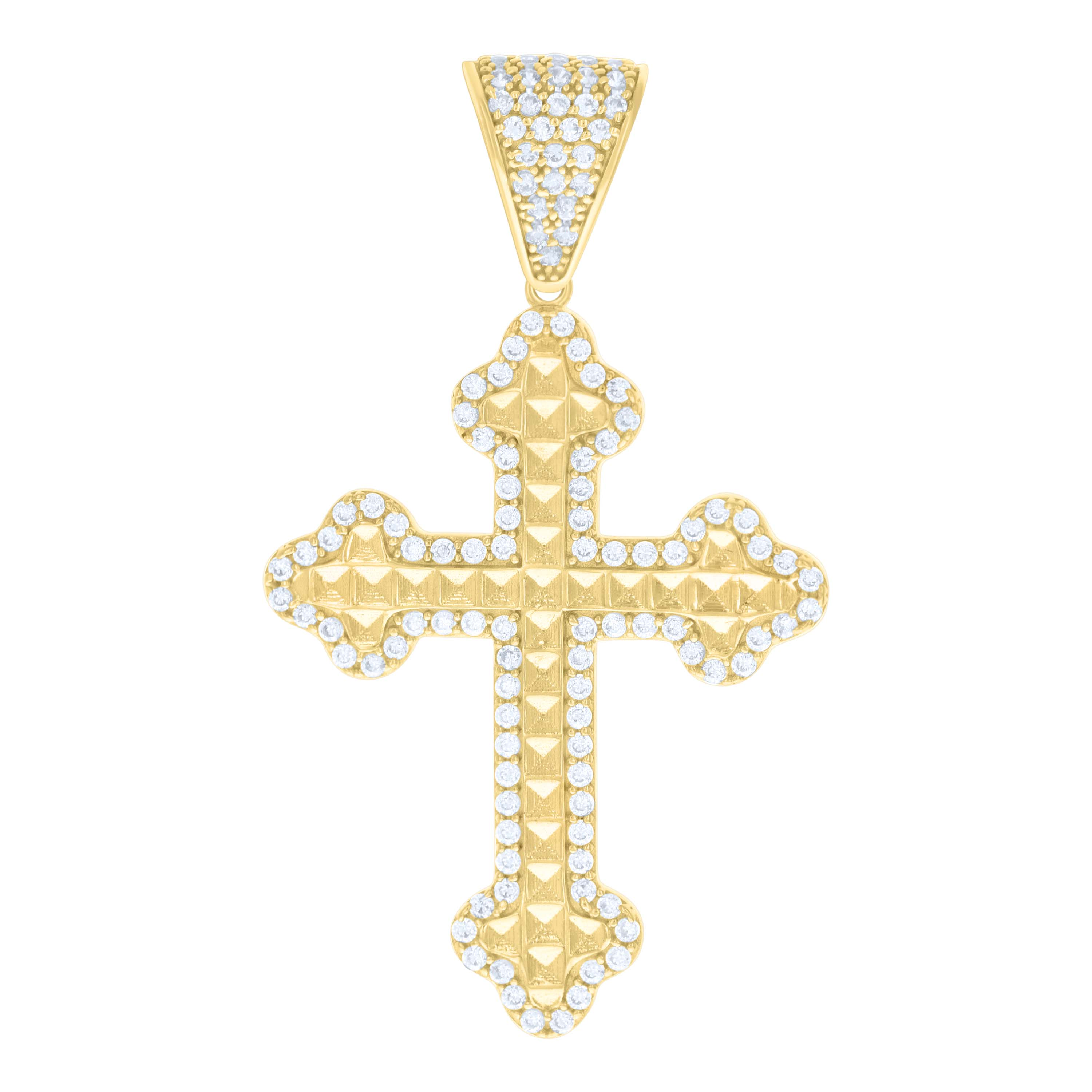 10kt Two-Tone Gold Unisex Cubic Zirconia Cross Religious Charm Pendant