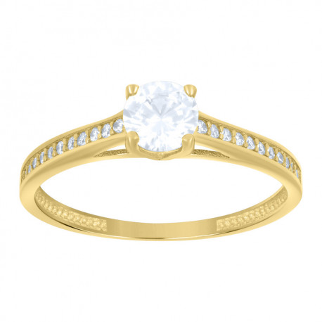 10kt Yellow Gold Womens Cubic-Zirconia Engagement Ring