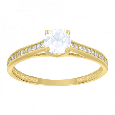 10kt Yellow Gold Womens Cubic-Zirconia Engagement Ring