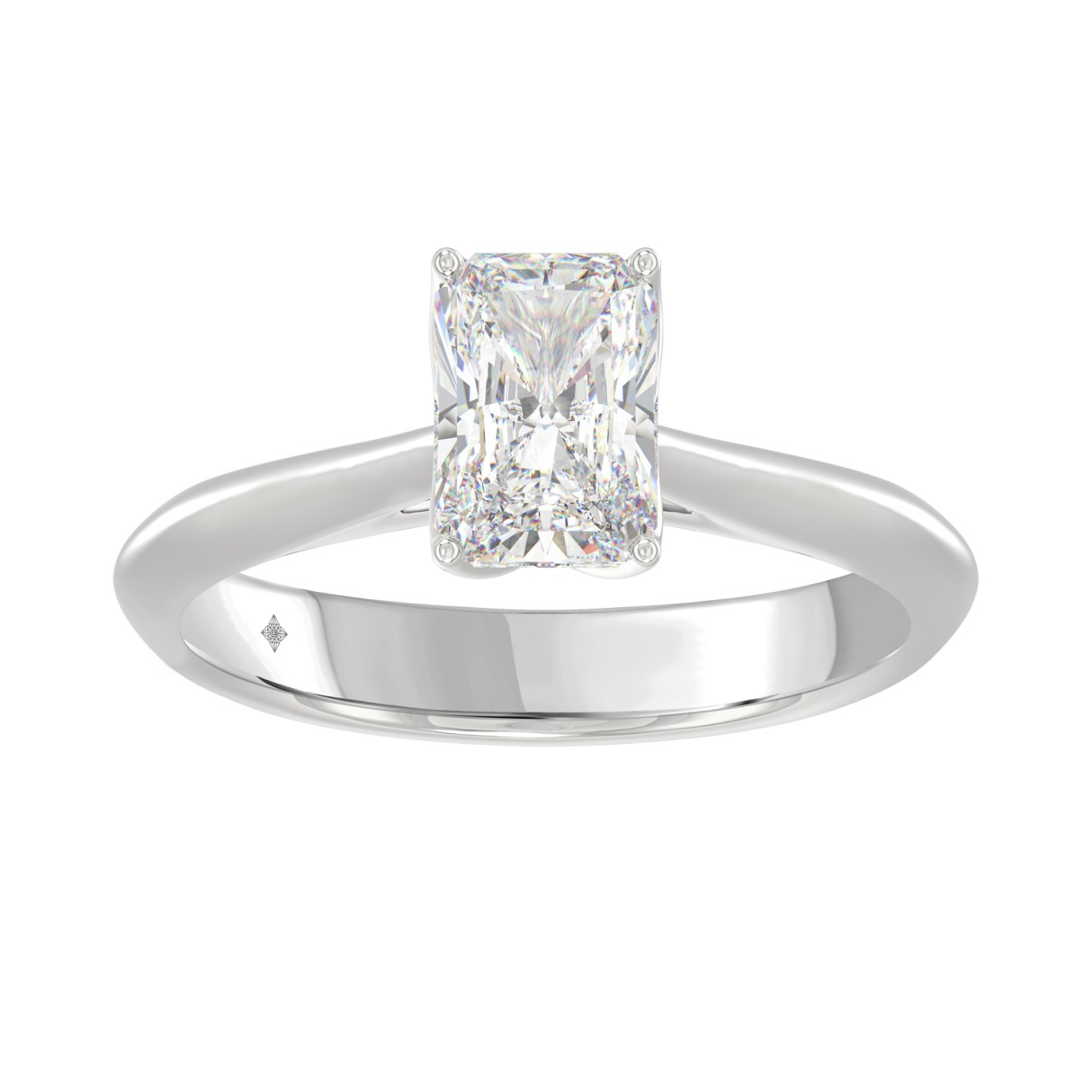 1.00TW Certified Lab-Created Radiant Diamond Engagement Ring in 14KT W