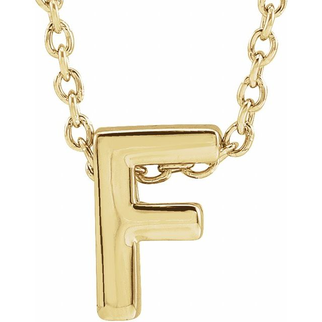 10KT Yellow Gold Initial F Necklace 17+1 Inches
