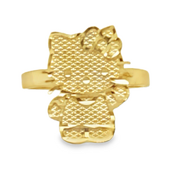 10KT Gold Full Body Cat Cartoon Ring 17MM
