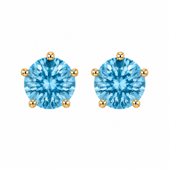 10KT Gold 5MM Blue Zirccon CZ December Birthstone Stud Earrings with Screwback Ball