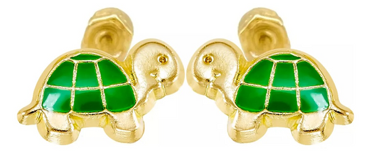 10KT Gold Turtle Stud Earrings with Screwbacks