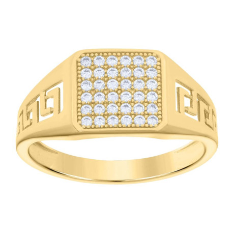 10kt Yellow Gold Mens Cubic-Zirconia Square Head Fashion Ring