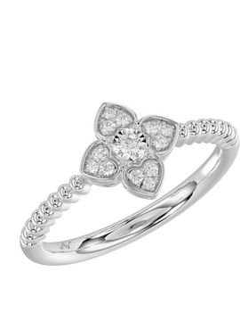 LADIES RING 0.10CT ROUND DIAMOND IN STERLING SILVER