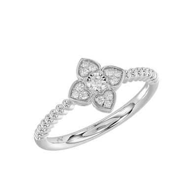 LADIES RING 0.10CT ROUND DIAMOND IN STERLING SILVER