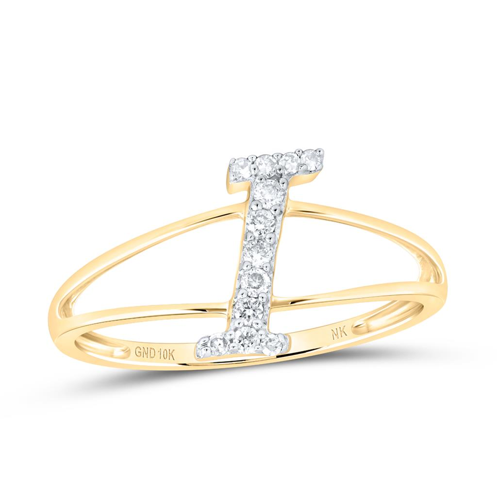 10KT GOLD 1/10CTW NATURAL DIAMONDS INITIAL "I" LADIES RING