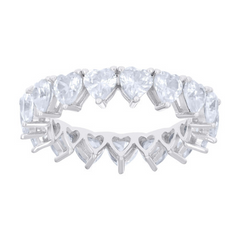 925 Sterling Silver Heart Cubic-Zirconia Eternity Heart Ring Size 7