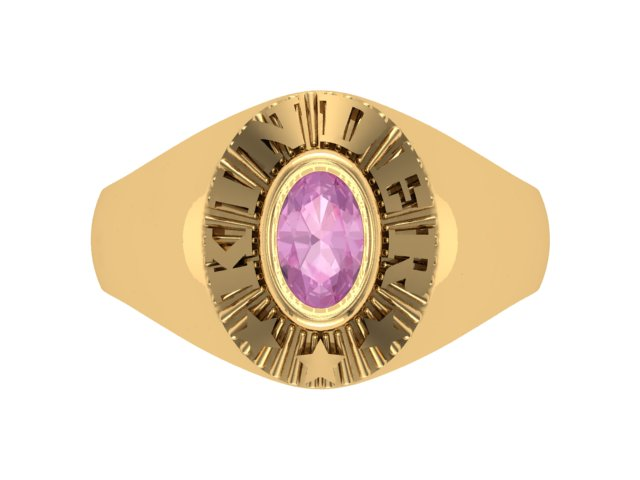 10KT Yellow Gold Kinder Spirit Plain Graduation Ring Pink Stone Size 5
