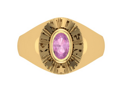 10KT Yellow Gold Kinder Spirit Plain Graduation Ring Pink Stone Size 5
