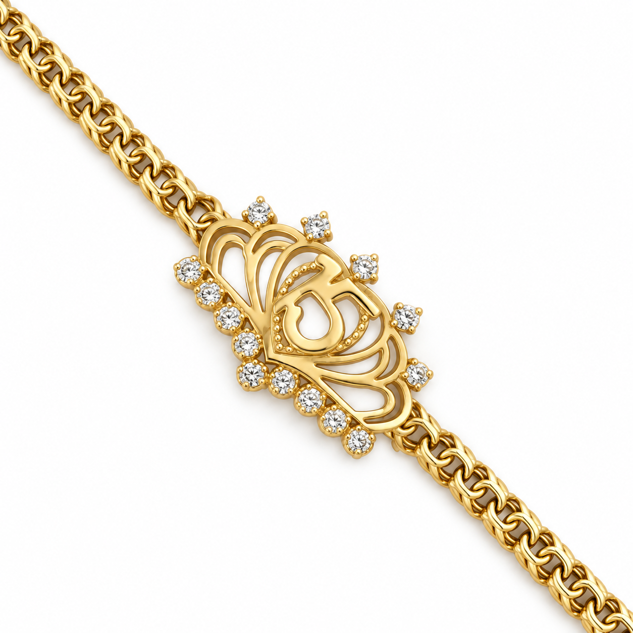 10KT Gold 4MM Chino Monaco Quinceanera Bracelet Crown 7.25IN